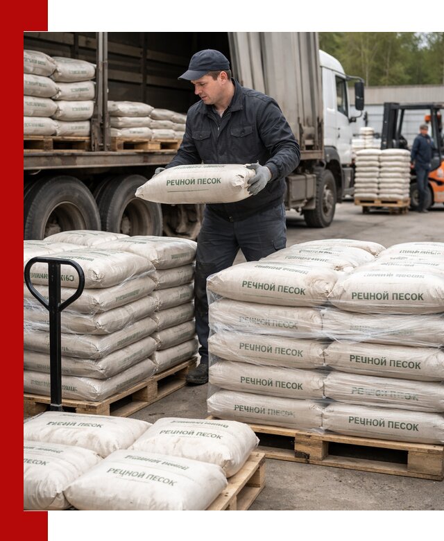 Речной песок в мешках с доставкой в Ртищеве