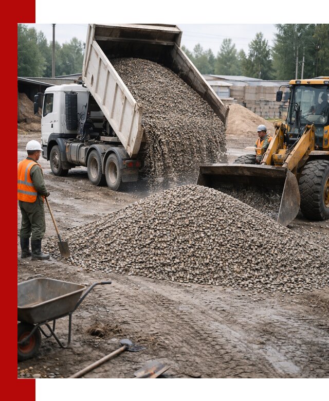 Мытый гравий с доставкой в Ртищеве от карьера до участка