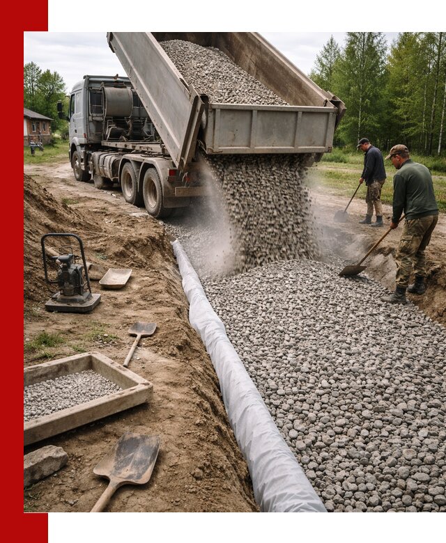 Гравий для дренажа с доставкой в Ртищеве качественный и недорогой
