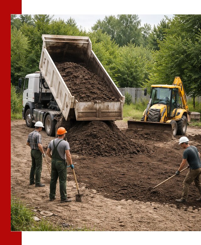 Доставка и укладка грунта для выравнивания участка в Ртищеве