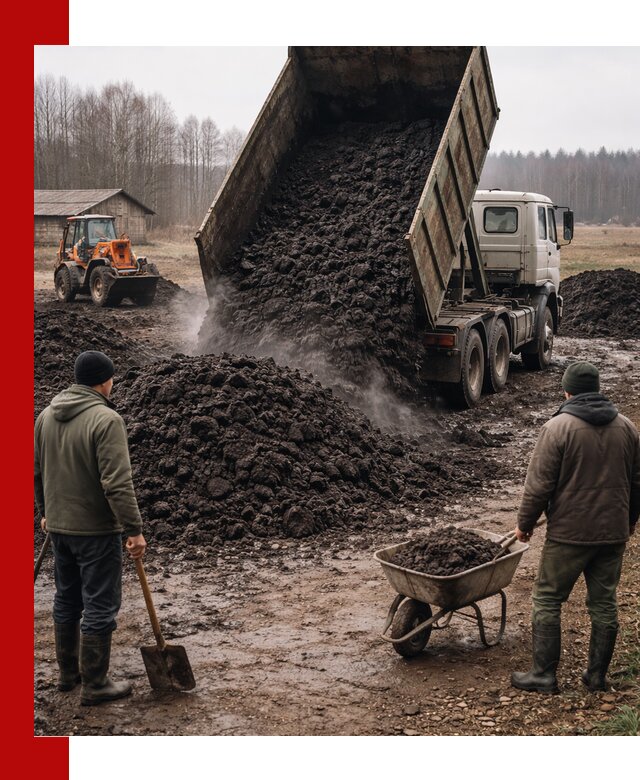 Доставка низинного торфа с разгрузкой и доставкой в Ртищеве