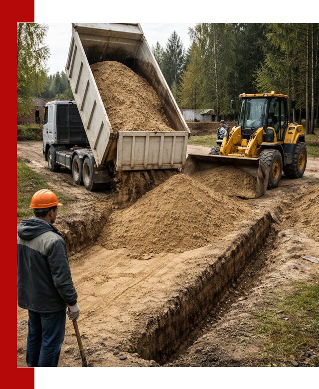Доставка песчаного грунта в Ртищеве для строительных работ
