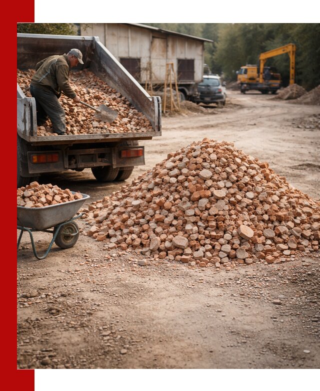 Доставка и подушка из боя кирпича с разгрузкой в Ртищеве