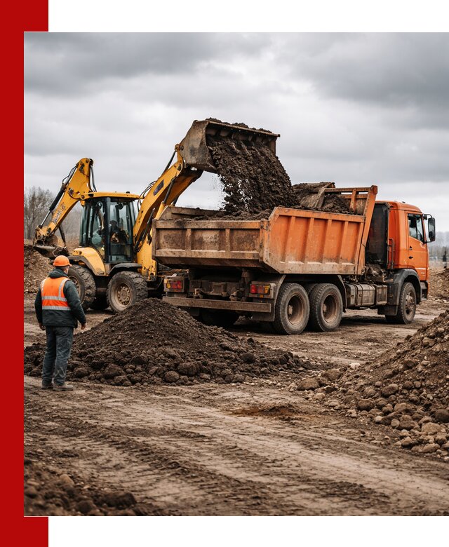 Вывоз грунта и строительного мусора в Ртищеве грузовыми самосвалами