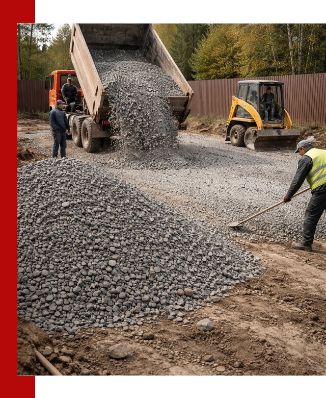 Отсыпка участка щебнем с доставкой и уплотнением в Ртищеве